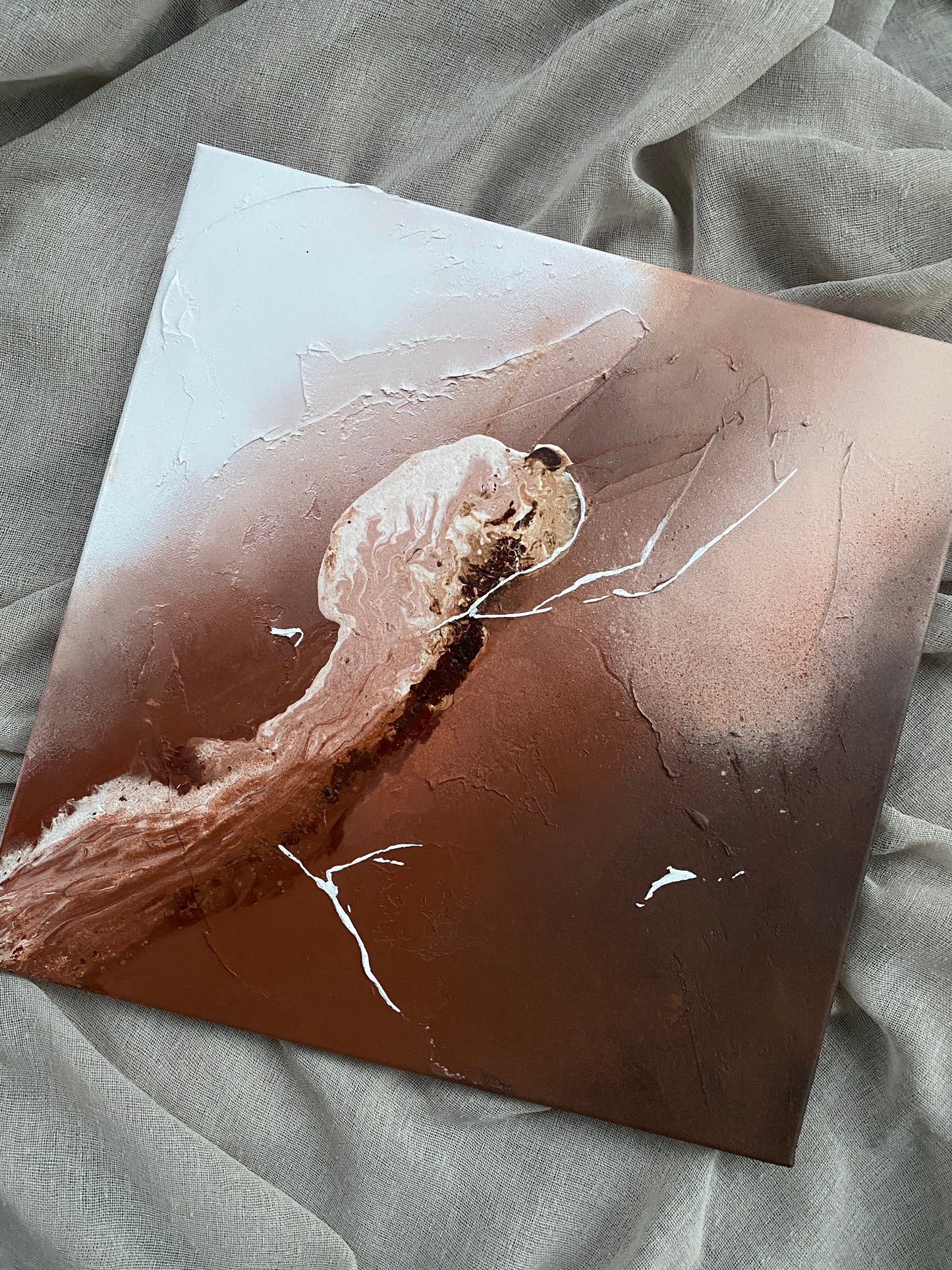 01 TIRAMISU | 40 x 40 cm | Textured Painting - Salty by Art